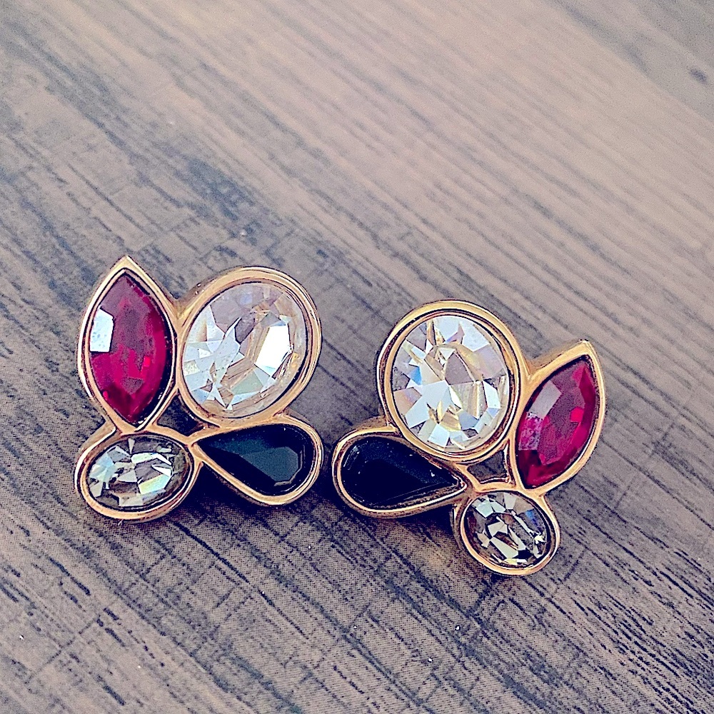Vintage SAL Swarovski GoldTone Earrings